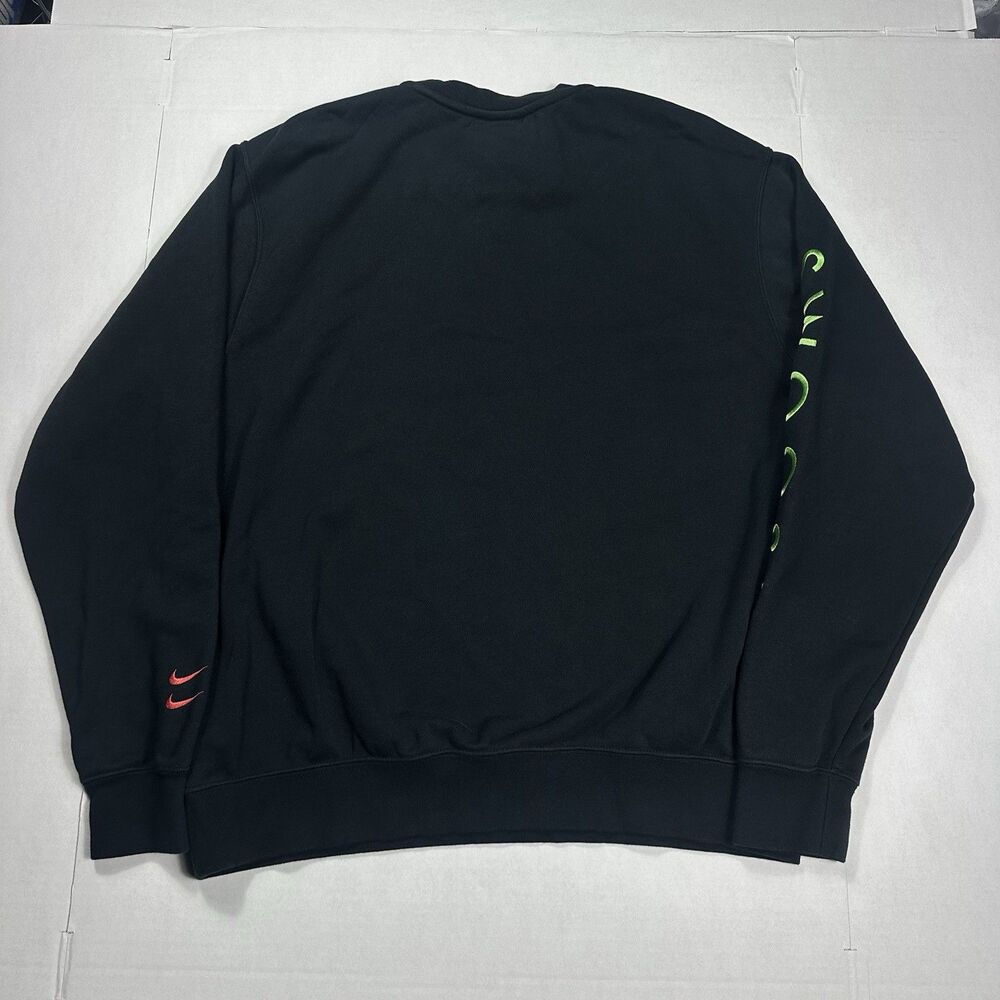 Nike Sportswear Swoosh Embroidered Black Green Pullover Sweatshirt Double Large - Picture 10 of 11